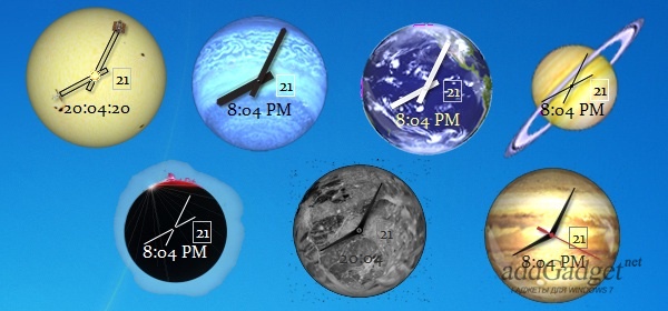 Часы для рабочего стола в виде 15-ти планет